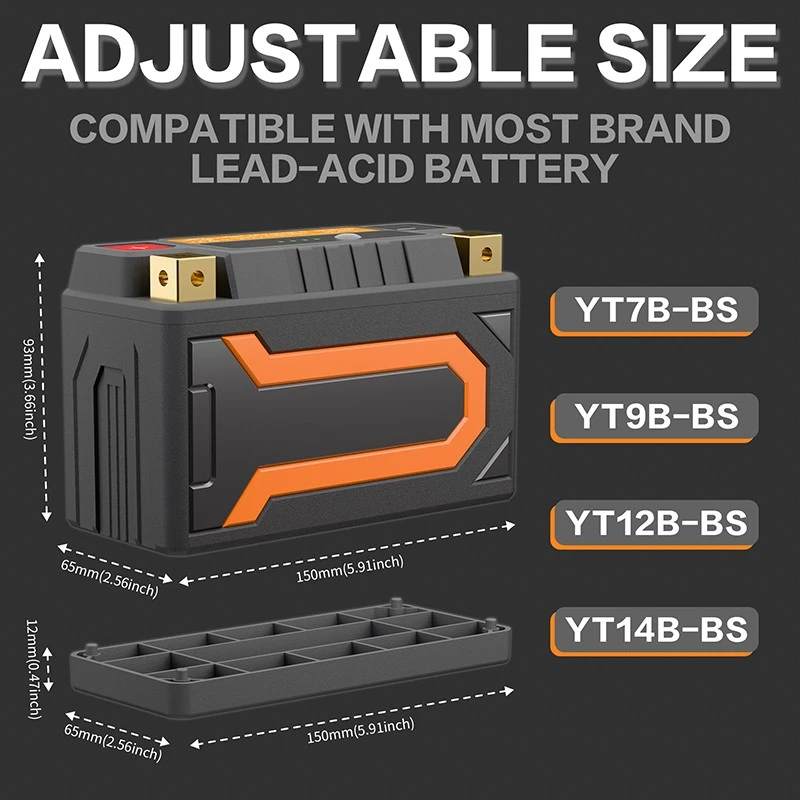 Motorcycle lithium battery size
